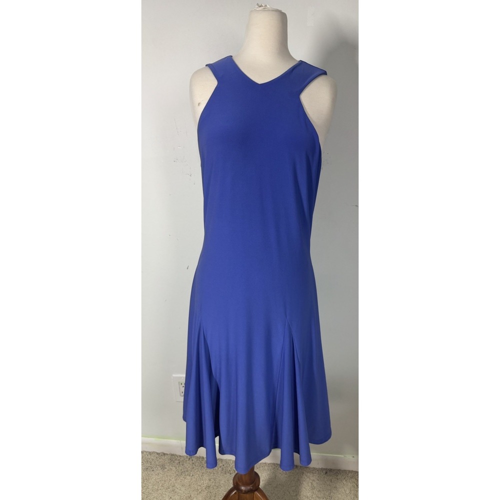 Lauren Ralph Lauren Sleeveless Halter A Line Periwinkle Midi Dress Size L Cruise